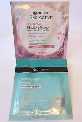 Garnier SkinActive Moisture Bomb & Neutrogena Deep Clean Hydrogel Sheet Masks • $13.67