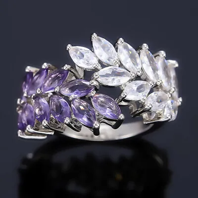 Luxury Cubic Zircon Women Wedding Jewelry 925 Silver Filled Ring Gift Sz 6-10 • $2.64