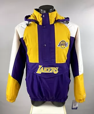 LOS ANGELES LAKERS Starter Hooded Half Zip Pullover Jacket S M L XL 2X • $135