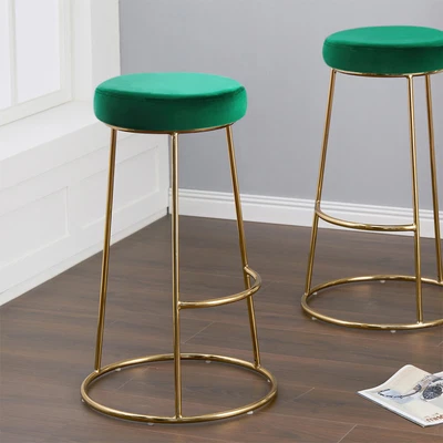 £99.95 • Buy 2× Round Barstools Kitchen Pub Breakfast Bar Stool Velvet Padded Seat High Chair