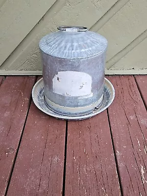 Vintage Galvanized Metal Chicken  Waterer For Farm Or Backyard Pen • $20