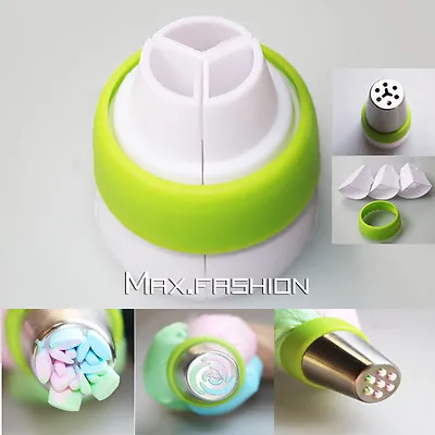 3-Color Icing Piping Bag Russian Nozzles Converter Coupler Cake Cream Decor Tool • £4.31
