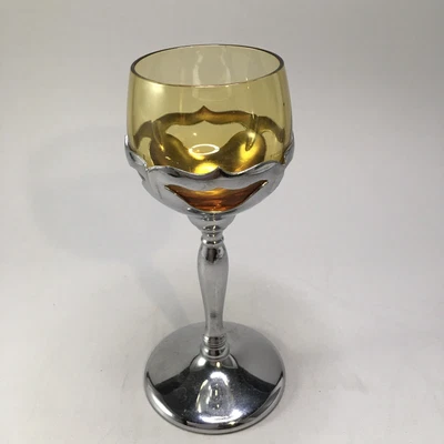 $11.99 • Buy Vintage Krome Kraft Farber Bros Art Decco Cambridge Amber Wine Cordial Single