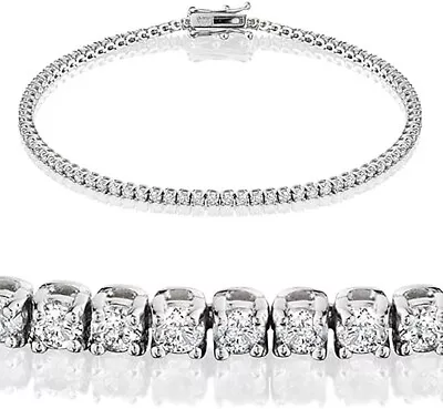 2 CT Natural Diamond Tennis Bracelet G-H SI 14K White Gold 7  - 7gr 78 Stones • $1449.99