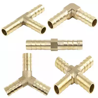 Brass Straight Cross Y LT Tee 3 Ways Pipe Hose Joiner Barb Connector Air Fuel • £2.63