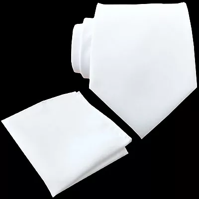 Slim 2.25  Microfiber Solid Neck Tie And & Pocket Square Hankie Set Wedding Prom • $10.88