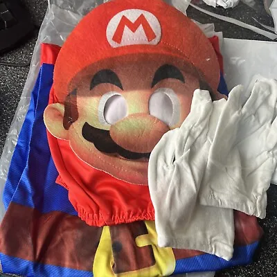 Kids Super Mario Costume Fancy Dress Up Set Boys Gloves Mask Cosplay 130 6-7 • £10.99