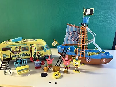 £45 • Buy Spongebob Squarepants Camper Van & Pirate Ship Play Set & Figures & Accessories