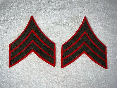 Original WW2 Pattern Wool USMC Sergeant Rank Chevron Wool Sewn( Two Patches) -i3 • $30