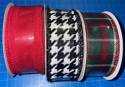 Celebrate It Wired Red Plus Houndstooth Ribbon 3 Rolls 1 1/2 In X 30ft • $16