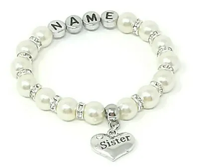 £4.75 • Buy Personalised Ivory Sister Niece Mum Birthday Xmas Charm Bracelet Free Gift Bag