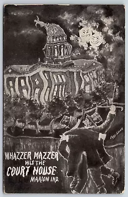 Whazzer Mazzer Wis The Court House Marion Indiana Cobb Shinn Postcard • $18