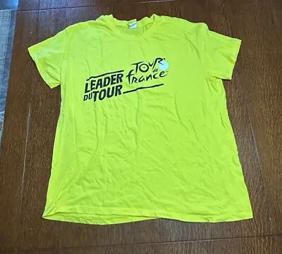 Le Tour De France T Shirt Men's Large Yellow Short Sleeve Graphic Tee • $9.99