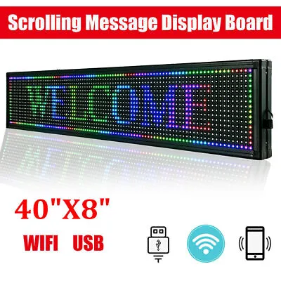 40 X8  LED Sign Scrolling Message Display Board RGB 7-Color Programmable Board • $72.20