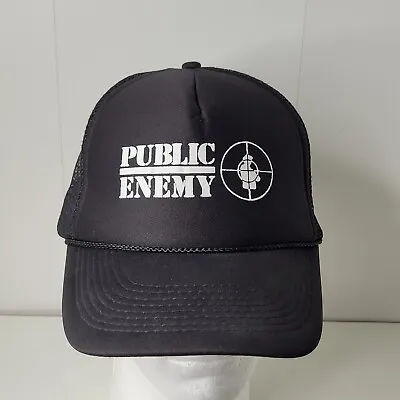 VTG 90s PUBLIC ENEMY Logo Trucker Snapback Hat Mesh Back Cap Rap Hip Hop Music  • $169.99