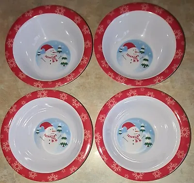 Set Of 4 Christmas Melamine Snowman Bowls - Ideal For Dessert Snacks Nibbles  • £4.99