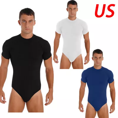 US Men One-Piece Shortsleeve T-Shirt Romper Pajamas Press Button Crotch Bodysuit • $12.45