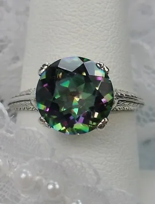 NATURAL Mystic Topaz Ring Art Deco Sterling Silver Filigree Ring US SELLER-D12 • $109