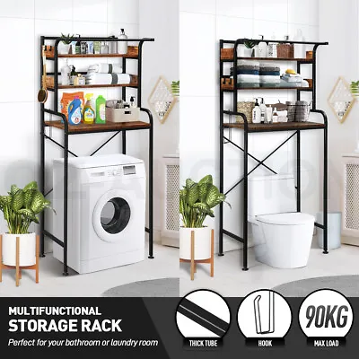 Bathroom Rack Over The Toilet Washing Machine Towel Storage Hanging Shelf Stand • $105.95