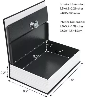 Safe Lock Box Book Vault Metal Fire Proof Secret Money Hidden Gun Cash With Key • $26.99