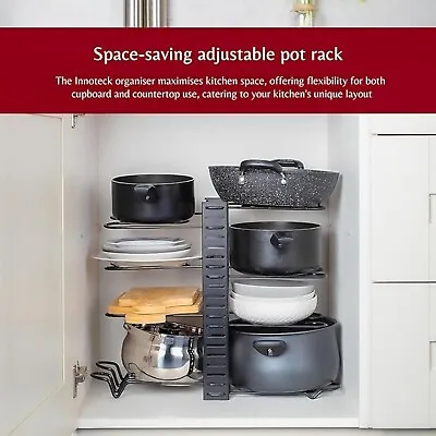 Pan Rack Kitchen Pot Storage Holder Adjustable Organizer Rack With 8 Dividers • £17.63