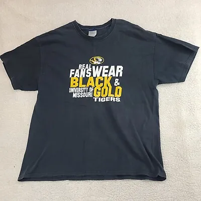 Missouri Tigers T Shirt Mens XL Mizzou Black Short Sleeve Shirt Tee Real Fans • $12.98