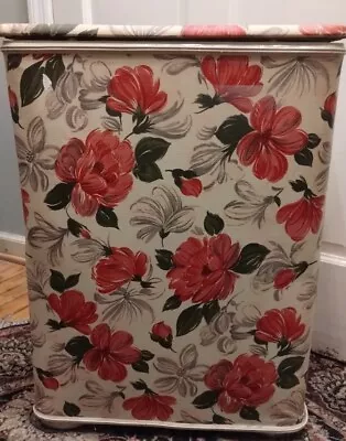 Vintage REDMON Floral Laundry Clothes Hamper Dark Pink 25  Tall • $39.95