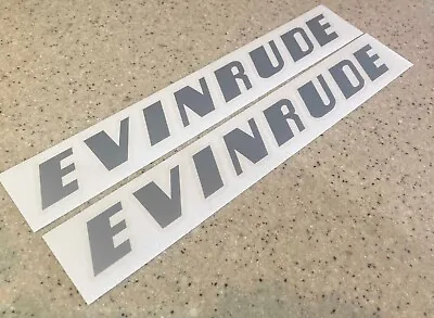 Evinrude Vintage Outboard Decals Silver 12  FREE SHIP + Free Fish Decal! • $12