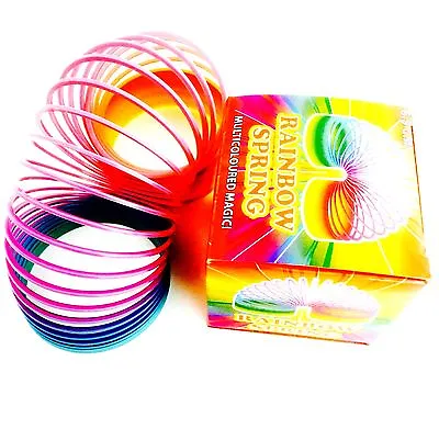  2 X Plastic 6.5cm Rainbow Spring Slinky Toy Type Springy Classic Kids Gift • £7.49