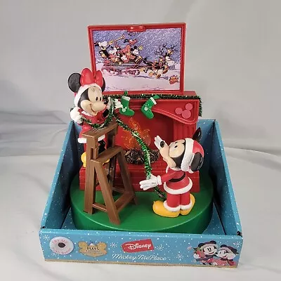 Disney Mickey Minnie Mouse Christmas Fireplace Musical Motion Light SEE VIDEO • $45.97