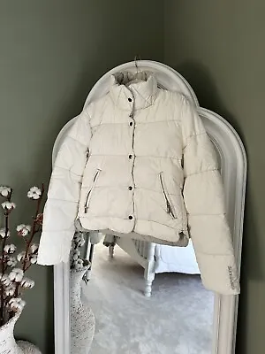 Murphy And NYE White Puffer Coat Jacket Cropped Size M (uk8) • £20