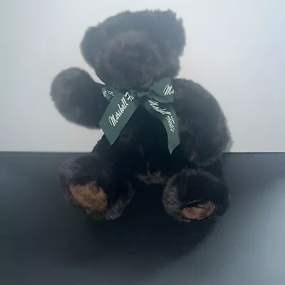 2003 Marshall Fields Dark Brown Teddy Bear Green Ribbon Bow Brown Eyes EUC • $33.33