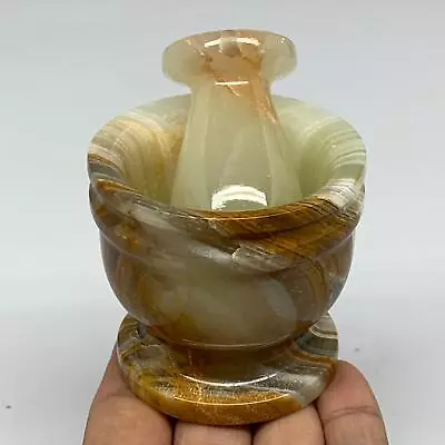 0.7 Lbs 2.2 X2.4  Natural Green Onyx Crystal Pestle And Mortar Handmade B3259 • $18