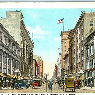 C1920s Minneapolis MN Nicollet Ave & 8th Downtown Postcard Main Street Cars A41 • $8.75