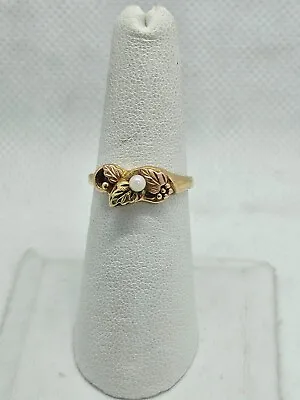 Vintage 10k Yellow Gold Two Tone Black Hills Gold Pearl Ring • $85