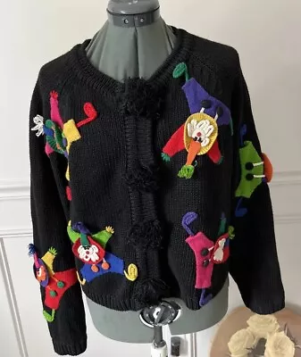 Michael Simon L XL Clown Sweater Cardigan Easter RARE Collectible Work Of Art • $180