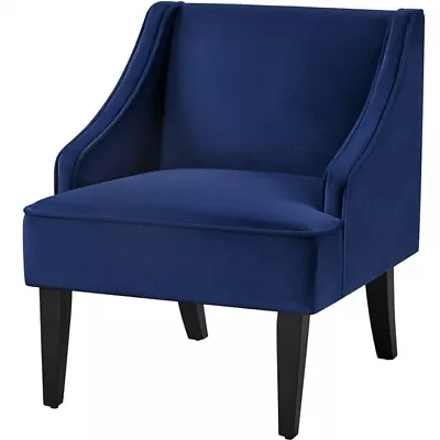 Modern Armchair Velvet Accent Chair With Rubberwood Legs For Living Room Blue • £69.99