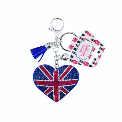 Union Jack Heart 'diamonds' Keyring / Bag Charm • £4.99