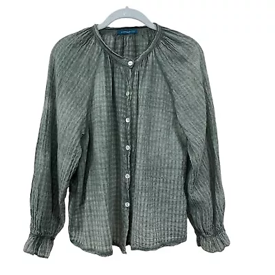 Andromede Paris Womens Size M? Waffle Cotton Blouse Green Made In Italy • $29.16