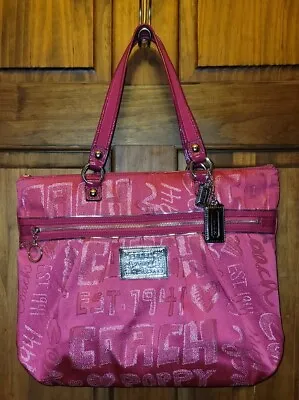 $175 • Buy Coach Poppy Storypatch Hot Pink Glam Tote 15301 Limited Edition