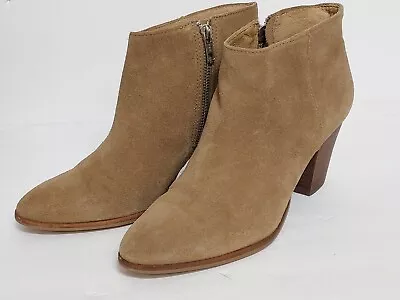 J. Crew Suede Booties Sz 9 Laine Leather Ankle Boots Tan Block Heel MSRP $248  • $22.27