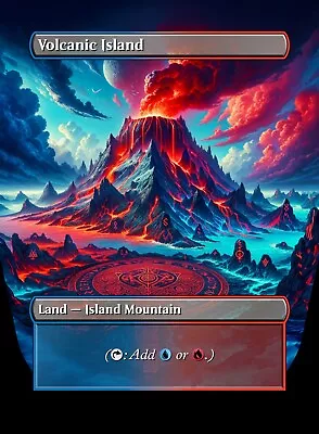 Volcanic Island - High Quality Custom Altered Art Card Dual Land • $3.99