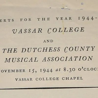 1941 Coolidge String Quartet William Kroli Jack Pepper Program Vassar College • $37.50