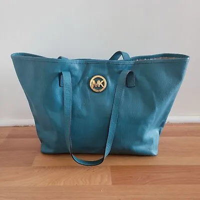 MK Michael Kors Turquoise Leather Tote Bag • $45.55