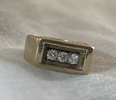 14k Yellow Gold Natural Diamond Ring Size 7.5 Men’s Vintage • $400