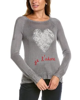 $50.99 • Buy Lauren Moshi Je T'adore Heart Sweater Women's Grey M/L