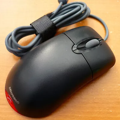 Vintage Black Microsoft Wheel Mouse Optical USB Mouse 1.1/1.1a - CLEANED TESTED • $13.85