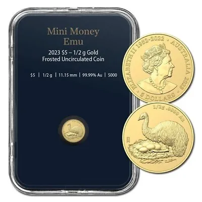 2023 Australia $5 Mini Emu 0.5g Gold Coin In Royal Australian Mint Holder • $75.49