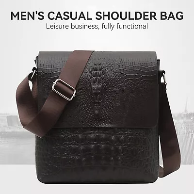 Men Messanger Shoulder Bag Purse PU Leather Crossbody Satchel Crocodile Pattern • $16.80