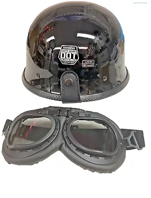 Biker Cap Motorcycle Half Helmet With Goggles Motorcycle Helmet Set DOT Approved • $55